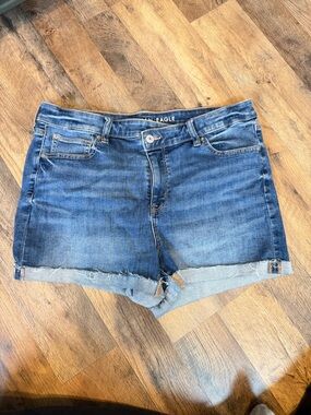 American Eagle Outfitters Distressed Medium Blue Denim Shorts